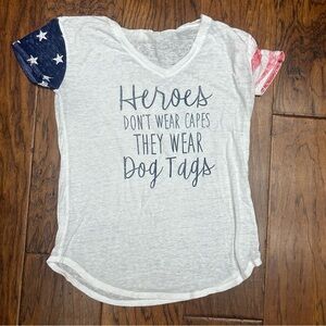 Patriotic Maurices sheer burnout thin vneck tee